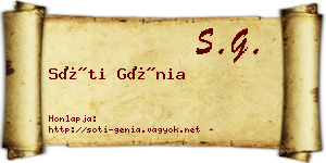 Sóti Génia névjegykártya